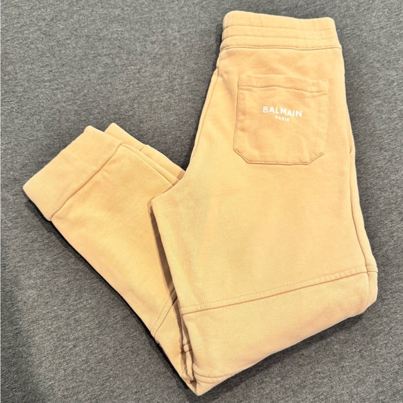 Balmain Kids Beige Moto Jogger Sweatpants Size 8A - Picture 2 of 6